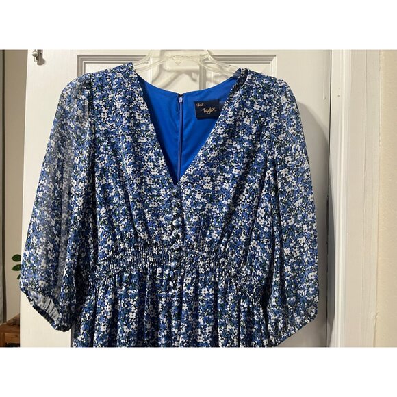 Just Taylor Floral Print Chiffon Dress, Size 10 - Picture 9 of 12